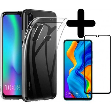Huawei P30 Lite Hoesje Siliconen Hoes Transparant Met Screenprotector