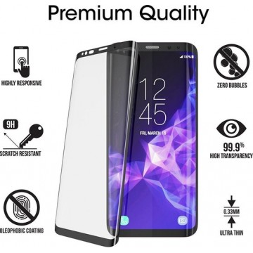 DrPhone Samsung S9 Glas 4D Volledige Glazen Dekking Full coverage Curved Edge Frame Tempered glass Zwart - Official