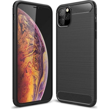 Apple iPhone 11 Pro Max Geborsteld TPU Hoesje Zwart