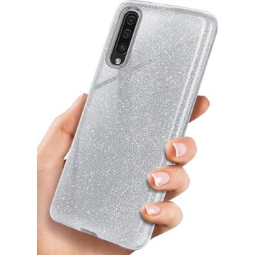 Samsung Galaxy A50S Hoesje Glitters Siliconen TPU Case Zilver - BlingBling Cover