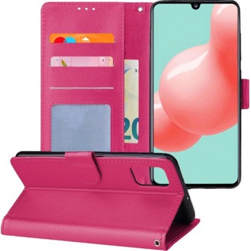 Samsung Galaxy A41 Hoesje Book Case Wallet Cover Hoes - Donker Roze