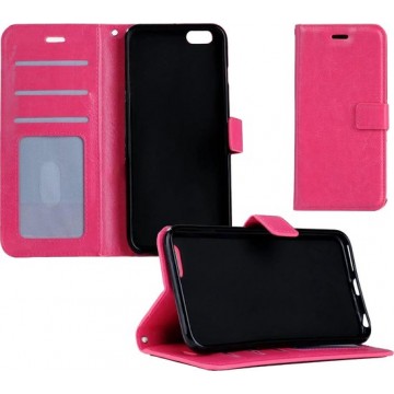 iPhone 5/5s/5SE Hoesje Wallet Case Bookcase Flip Hoes - Donker Roze