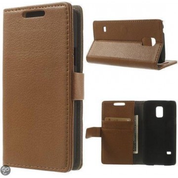Lychee Wallet case hoesje Samsung Galaxy S5 Mini bruin