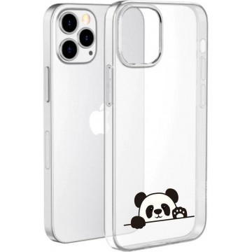 Siliconen hoesje Apple Iphone 12 / 12 Pro transparant leuk pandaatje