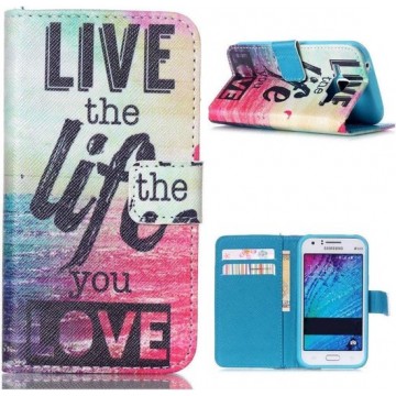 iCarer Live the life print wallet case hoesje Samsung Galaxy J1 2016