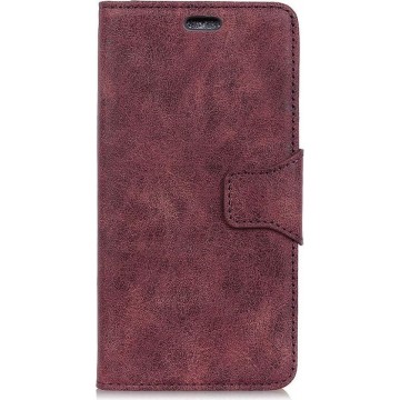 Shop4 - iPhone Xr Hoesje - Wallet Case Matte Retro Look Donker Rood