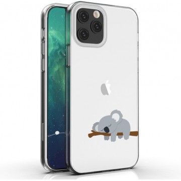 Apple Iphone 12 / 12 Pro Transparant siliconen hoesje koala beertje