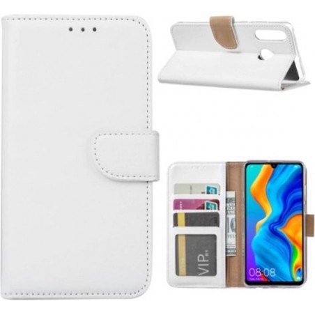 Huawei P30 Lite - Bookcase Wit - portemonee hoesje