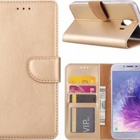 Samsung Galaxy J4+ (Plus) 2018 case Goud Portemonnee hoesje met opbergvakjes