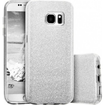 Samsung Galaxy S6 Edge Hoesje - Glitter Backcover - Zilver