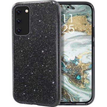 Samsung Galaxy A51 Hoesje Glitters Siliconen TPU Case zwart - BlingBling Cover