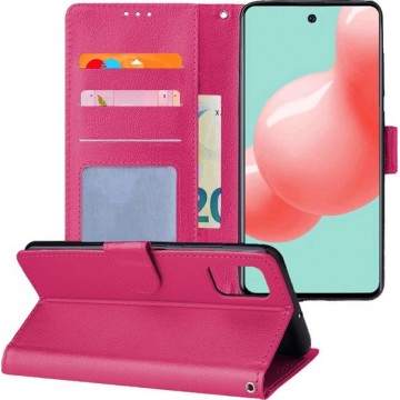 Samsung Galaxy A71 Hoesje Book Case Wallet Cover Hoes - Donker Roze