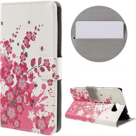 Huawei Y5 II | 2 Hoesje Roze Bloemen met Opbergvakjes