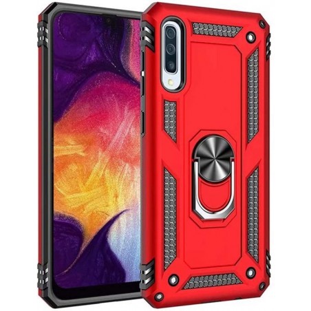 Samsung Galaxy A50 Hoesje - Anti-Shock Hybrid Ring Armor rood