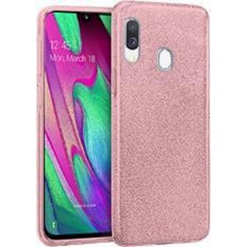 Samsung Galaxy A40 Hoesje Hoesje - Glitter Backcover - Roze