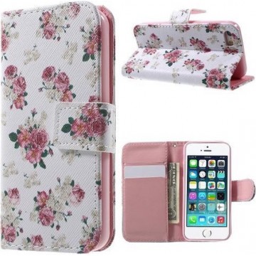 Qissy Elegant Flowers portemonnee case hoesje voor iPhone 6 6S