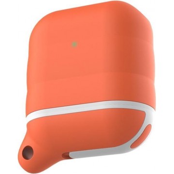 AirPods hoesje van By Qubix - AirPods 1/2 hoesje siliconen waterproof series - soft case - oranje + wit