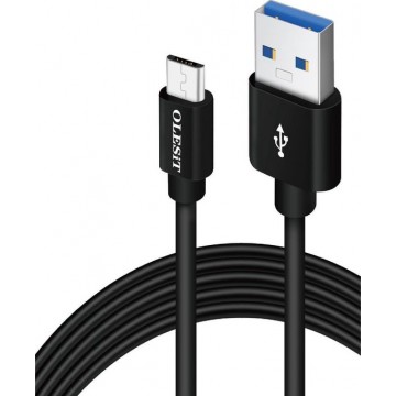 Olesit Type-C USB C 2 Meter Fast Charge 2.4A - Oplaadkabel - Veilig laden - Data Sync & Transfer - Zwart