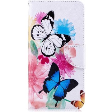 Shop4 - iPhone Xs Max Hoesje - Wallet Case Gekleurde Vlinders