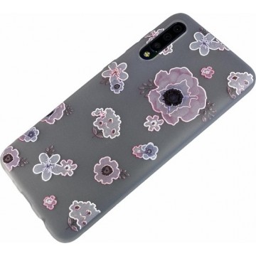Samsung Galaxy A20e - Silicone bloemen hoesje Kim transparant licht roze