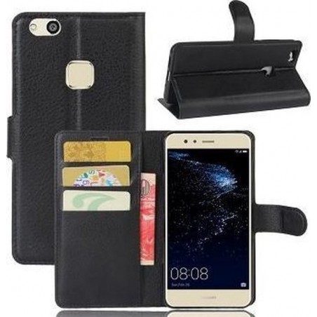 Huawei P10 Lite Hoesje Wallet Case Zwart