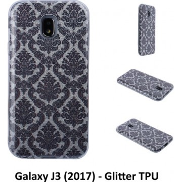 Uniek motief Glitter flower TPU Achterkant voor Samsung Galaxy J3 (2017) (J330F)
