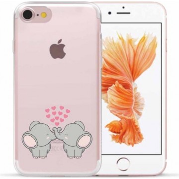 Apple Iphone 7 / 8 / SE2020 Siliconen telefoonhoesje transparant olifantjes/hartjes