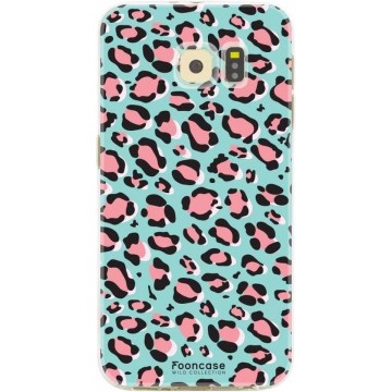 FOONCASE Samsung Galaxy S6 hoesje TPU Soft Case - Back Cover - WILD COLLECTION / Luipaard / Leopard print / Blauw