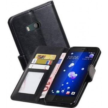 HTC U11 Portemonnee Hoesje Booktype Wallet Case Zwart