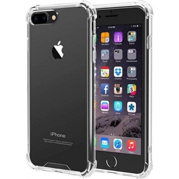iPhone 7/8 Plus Hoesje + Screenprotector: Transparant Siliconen  Hoesje/case + Tempered Glass Screenprotector