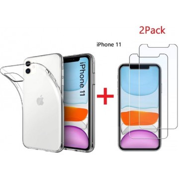 Ntech Apple iPhone 11 Transparant Hoesje + 2X Screenprotecter