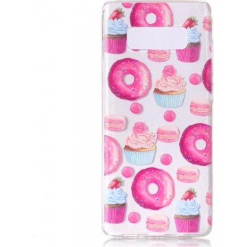 Shop4 - Samsung Galaxy Note 8 Hoesje - Zachte Back Case Donuts Transparant