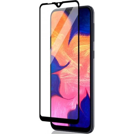 Samsung Galaxy A10 screenprotector, tempered glass (glazen screenprotector), zwarte randen