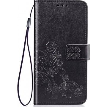 Shop4 - OnePlus 7 Pro Hoesje - Wallet Case Bloemen Patroon Zwart