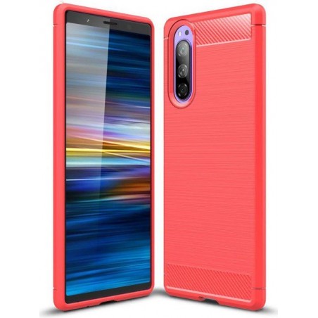 Sony Xperia 5 Geborsteld TPU Hoesje Rood