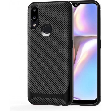 Voor Huawei P Smart (2019) koolstofvezel textuur schokbestendige TPU beschermhoes (zwart)
