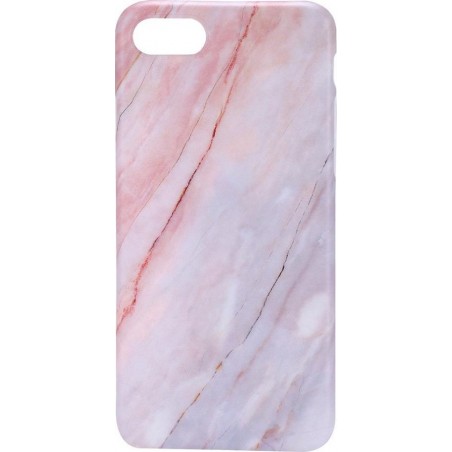 Shop4 - iPhone SE (2020) Hoesje - Zachte Back Case Marmer Licht Roze