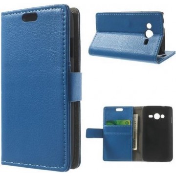 Litchi wallet hoesje Samsung Galaxy Ace 4 G357FZ blauw