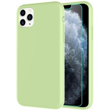 iPhone 11 Hoesje - Siliconen Backcover - Spearmint + Tempered Glas