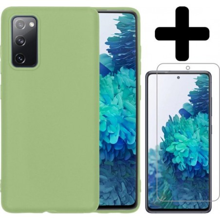 Samsung S20 FE Hoesje Siliconen Case - Samsung Galaxy S20 FE Hoes Groen Met Screenprotector