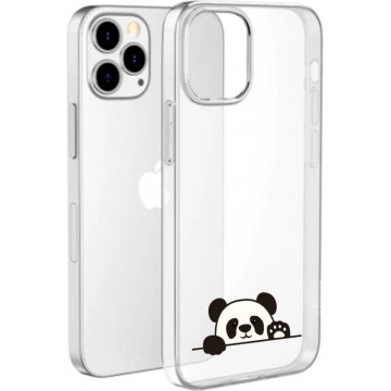 Siliconen hoesje Apple Iphone 12Pro Max transparant leuk pandaatje