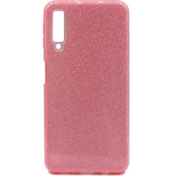 Samsung Galaxy A7 2018 Hoesje - Siliconen Glitter Backcover - Roze