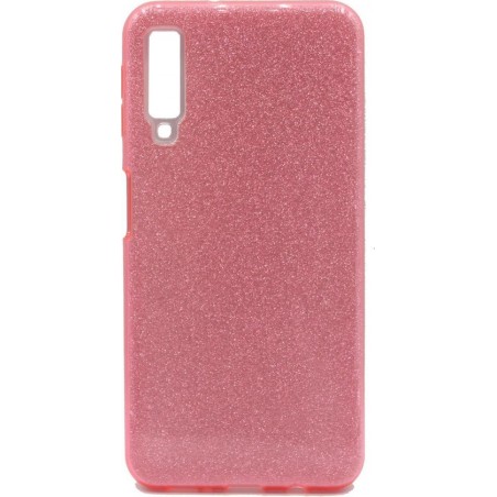 Samsung Galaxy A7 2018 Hoesje - Siliconen Glitter Backcover - Roze