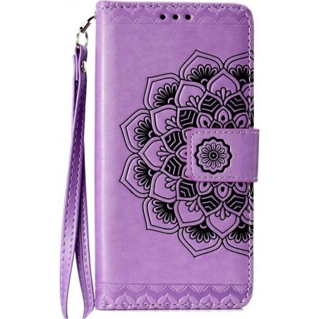 Shop4 - Huawei P30 Hoesje - Wallet Case Vintage Mandala Paars