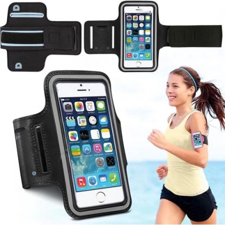 Sport / Hardloop Armband Hoesje  Spatwaterdicht – Zwart Sportband – Geschikt voor Huawei P10 Sport Armband Met Sleutelhouder