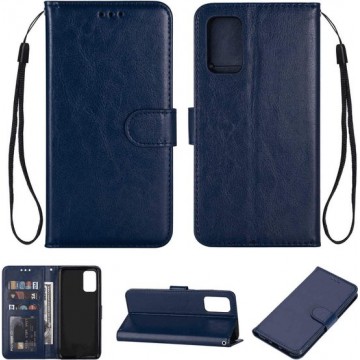 iPhone 12 Hoesje - Leer Portemonnee Book Case Wallet - Midnight Blue/Blauw