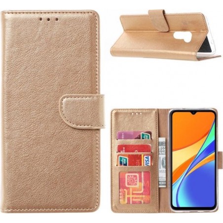 Xiaomi Redmi 9 - Bookcase Goud - portemonee hoesje