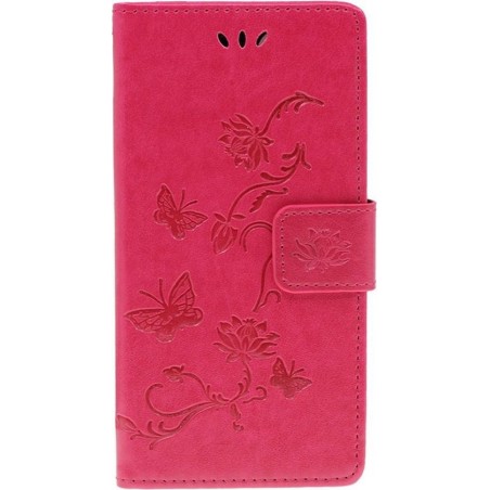 Shop4 - iPhone 11 Pro Hoesje - Wallet Case Bloemen Vlinder Rood