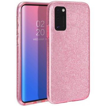 Samsung Galaxy A41 Hoesje Roze - Glitter Back Cover