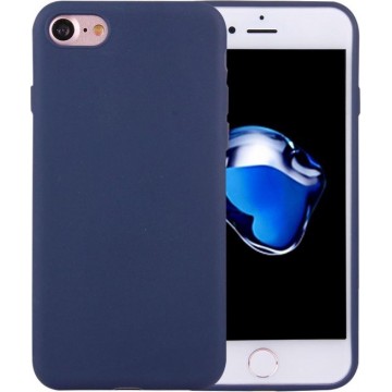 Voor iPhone 8 & 7 effen kleur TPU beschermhoes zonder rond gat (donkerblauw)